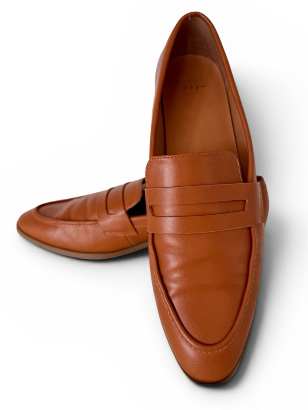 a new day Women's Tan Faux Leather Penny Loafers